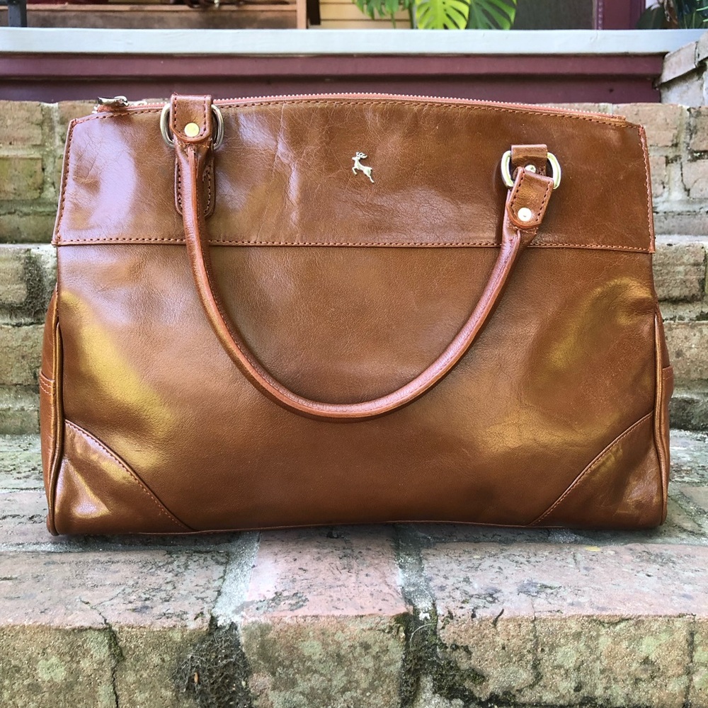 Ashwood Brown Leather Satchel Double Handled Handbag